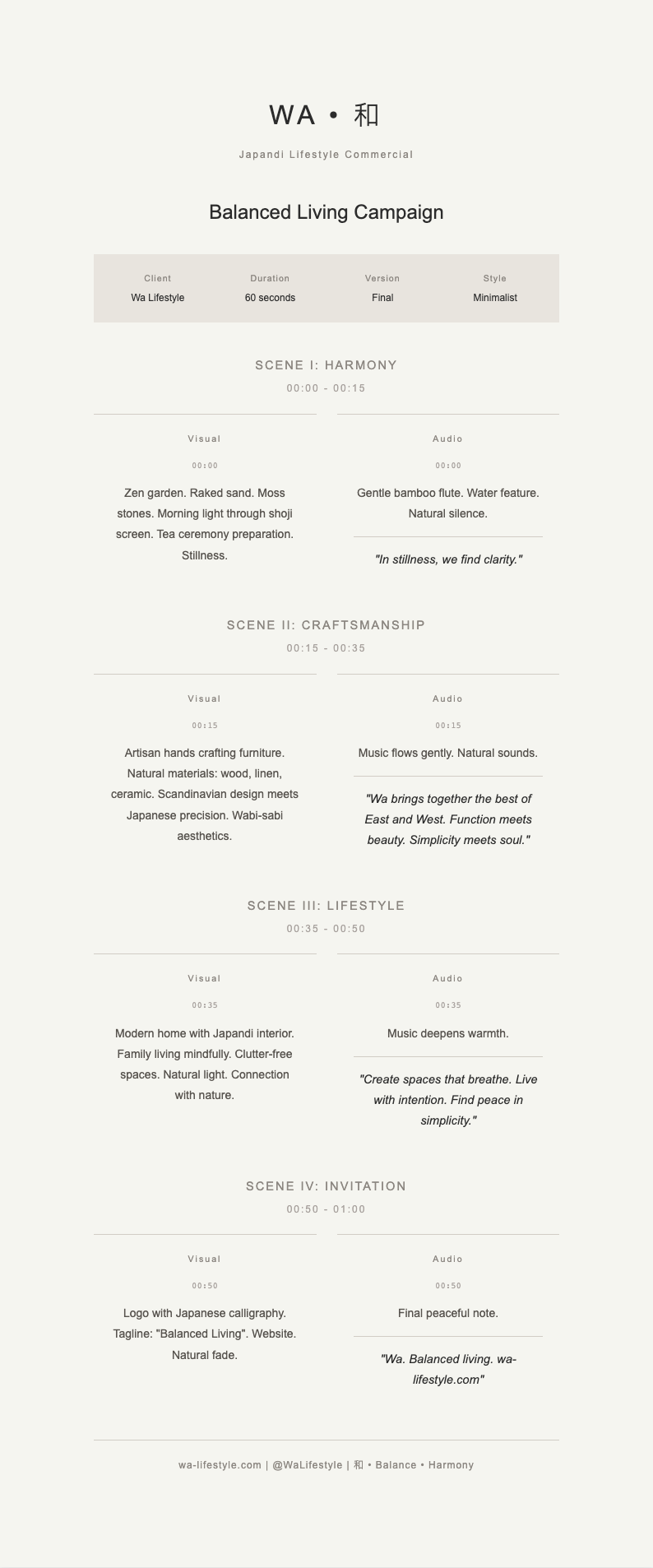 Japandi minimalist commercial script